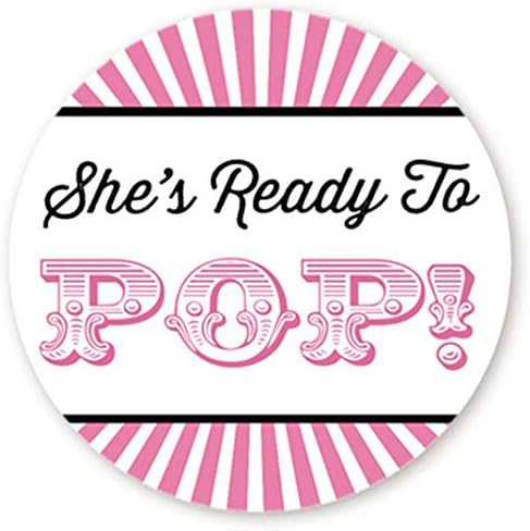 Pink Ready to Pop Baby Shower Stickers | 36 Matte Labels | 2 Inches Round | Baby Shower Stickers