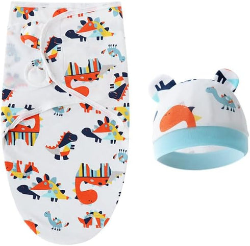 17-22 inch Reborn Baby Doll Clothes Swaddle Blanket Hat (Dinosaur Pattern) for Reborn Boy Baby Doll Clothing Adjustable