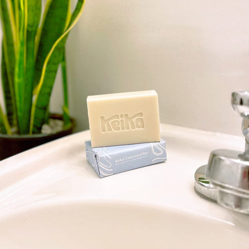 5 oz. Keika Baby Soap Bar Oat & Shea Unscented for Eczema, Psoriasis, Face, Body, Infant Kids Teens Men Women