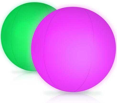 FUTUREPLUSX 2PCS Light Up Beach Balls - 16" LED Inflatable Beach Toy with Remote Control for Kids Summer Parties