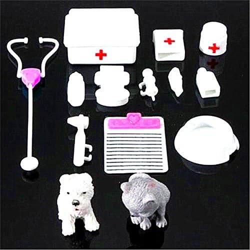 EatingBiting 14Pcs Set Mini House Miniatures Doctor Medical Equipment Kit for Bear