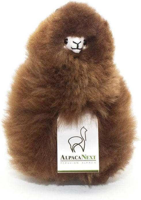 Llama Stuffed Animal, 9 Inch Cute Soft Cuddly Alpaca Plush Toy, Handcrafted Real Alpaka Natural Fur, Brown