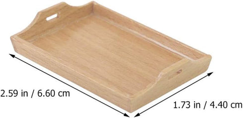 Toddmomy Dollhouse Miniature Tray - Wooden Serving Tray for Crafts, Dollhouse Accessories
