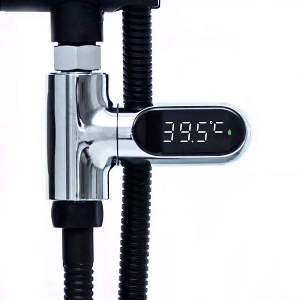 YUNQK Led Display Water Shower Thermometer Self-Generating Electric Power Monitor Temperature Smart Meter