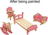 BOHS 34-Piece Dollhouse Furniture Set, Laser Cut Wooden 3D Puzzles for Miniature Doll House DIY Models