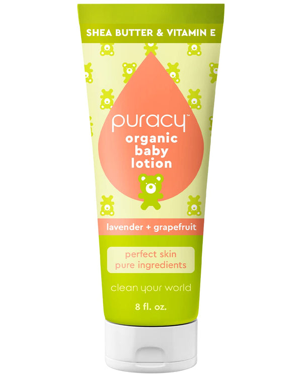 Puracy Organic Baby Lotion, 8 Ounce, Eczema Moisturizer with Lavender & Grapefruit Essential Oils