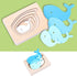 Kid Wooden Puzzles, Multi-Layered Gradient Whale Animal Puzzles, Cartoon 3D Jigsaw Brain Teaser Toys