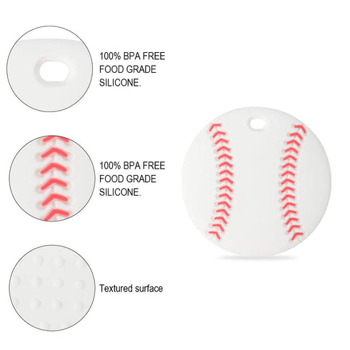 Sports Ball Series Baby Teething Toys,Food Grade Silicone Chew Teether for 3 Months+ Infant Boy and Girl,Toddler Sensory Chewing Teether,BPA Free (Baseball)