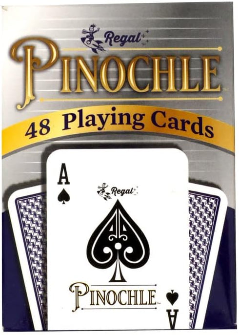 2 Pack Set 2 2-4 Regal Games Pinochle Playing Cards - Adult Card Game with Score Sheets & Deck of Pinochle Cards
