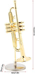 Music Instrument Miniature Replica - Mini Musical Instruments Collection Trumpet Model with Case Stand