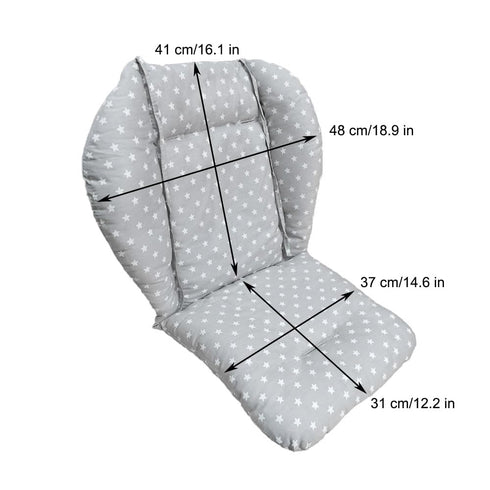 High Chair Cushion, Soft and Comfortable Baby High Chair Pad/Seat Cushion, Light and Breathable (Gray Background Stars