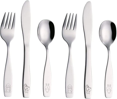 ANNOVA Children's Flatware Set, 6 Pieces Stainless Steel Cutlery/Silverware, 2 x Safe Forks, 2 x Dinner Knife, 2 x