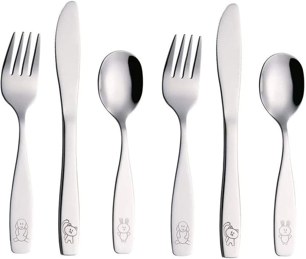 ANNOVA Children's Flatware Set, 6 Pieces Stainless Steel Cutlery/Silverware, 2 x Safe Forks, 2 x Dinner Knife, 2 x