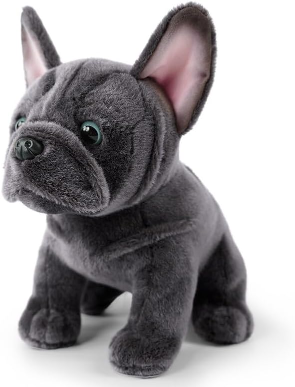 Bulldog Stuffed Animals Realistic Dog,9" Dog Stuffed Animals Soft Cuddly Gray Bulld