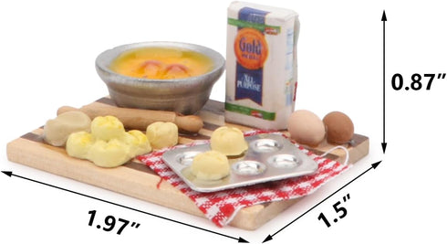 Set 1:12 Miniature Baking Kitchen Food Play for Dollhouse Scale Accessories with Mini Food Eggs Milk Bread Model