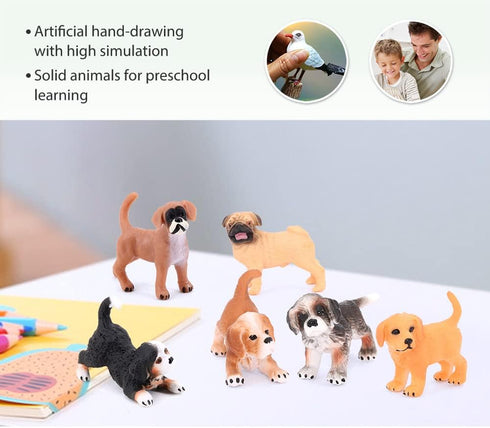 Volnau Dog Figurines Animal Toys - 10PCS Mini Puppy Figures for Kids, Toddlers Decorations, Educational Cake Topper Set