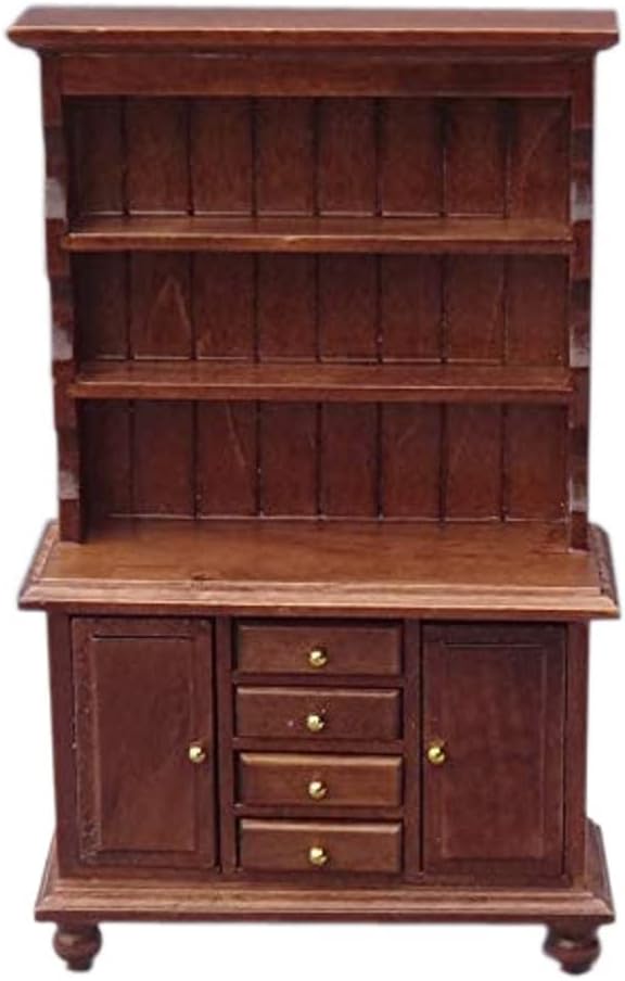 1:12 Scale Miniature Cupboard Bookshelf Classic Wooden Mini Storage Hutch Kitchen Dollhouse