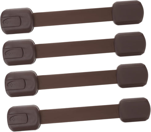 4pcs Babyproof Drawer Locks: Childproofing Safety Straps for Cupboard, Oven Door, Dishwasher, Brown Cabinet Locks