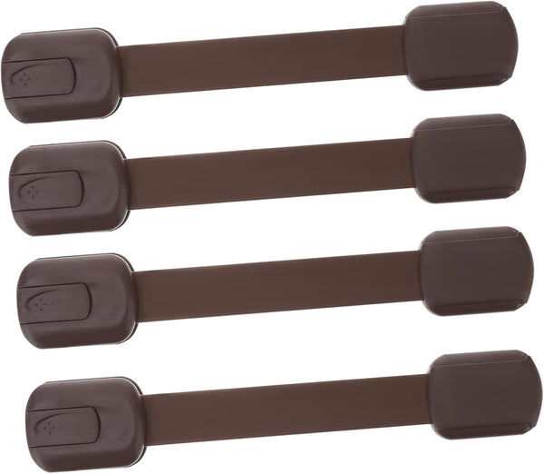 4pcs Babyproof Drawer Locks: Childproofing Safety Straps for Cupboard, Oven Door, Dishwasher, Brown Cabinet Locks