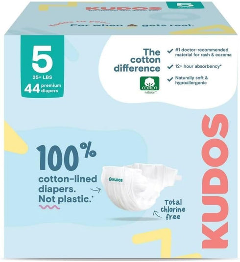 Generic Kudos Chlorine Free Premium Diapers, Cotton-Lined, (Size 5, 44 Count)