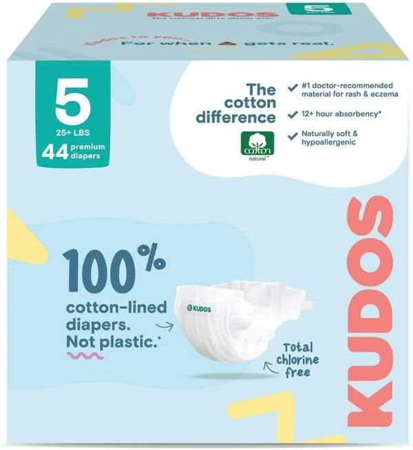 Generic Kudos Chlorine Free Premium Diapers, Cotton-Lined, (Size 5, 44 Count)