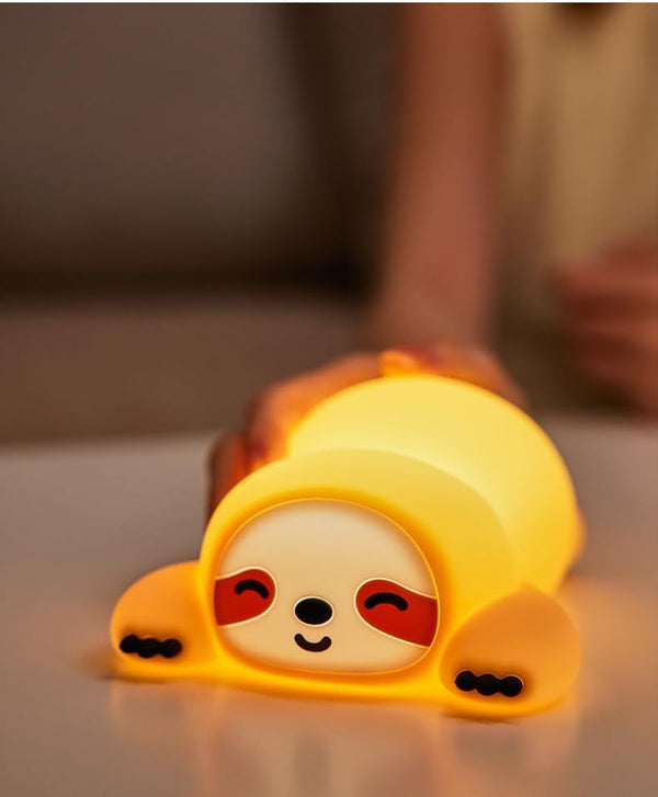 Cute Sloth Night Light, Animal Lamp, Food Grade Silicone, Rechargeable, 3 Level