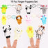 10Pcs Soft Plush Animals Finger Puppets Set for Kids, Mini Plush Figures Toy Assortment for Party Favors and Playtime