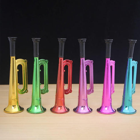 6Pcs Metallic Trumpet Toys - Kid Trumpet Instrument Plastic Blow Horn for Parties and Events - Random Color