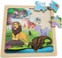 Wooden Jigsaw Puzzle Set - 3 Pcs Farm, Jungle, and Sea Animals, Educational Preschool Toys