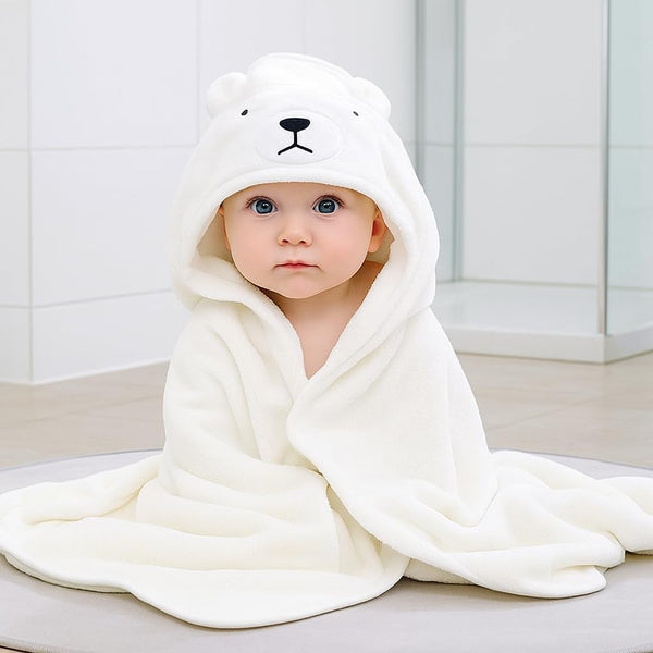 Generic My Tiny Nugget White Hooded Baby Bath Towel Soft & Absorbent |