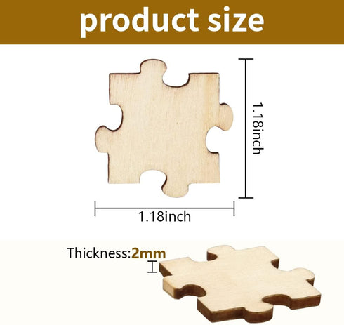 300PCS Blank Wooden Puzzles, DIY Jigsaw Puzzle Pieces for Crafts, Arts, Card Making (1.18" x 1.18") - Plain Puzzle