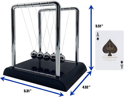 Newton's Cradle Balance Balls with Black Base, Fun Physics Learning Accessories and Stress Relief Desk Toy