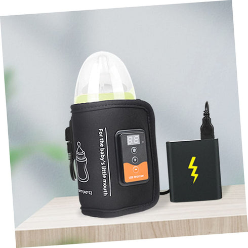 Toddmomy Portable USB Bottle Warmer Temperature Heating Wrap for Milk Travel Friendly Design with LCD Display for Go
