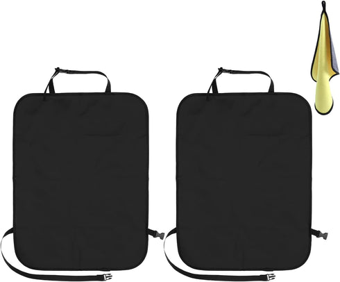 2 Pack Car Kick Mats Back Seat Protector with Cleaning Cloth, Large Kick Mats for Kids, Auto Back Seat Cover Protect from Mud, Stains, Scratches, Waterproof, Fits Most Cars(Size:60x45cm) by Mtbkeltics