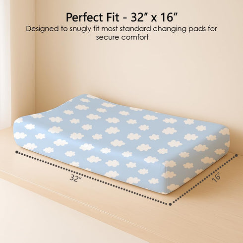 2 Pack, 3216 Changing Pad Cover for Baby Boys Girls Fits Standard Changing Table Pads, Silky Breathable Stretch Knit