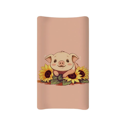 Stretchy Diaper Changing Pad Cover, Lovely Pig Sunflower 32"x16" Fitted Changing Table Cover, Breathable Home Decor
