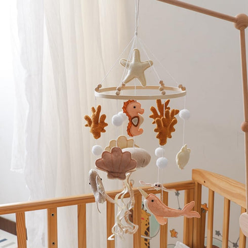 GOODMOM Ocean Themed Baby Crib Bell - Felt Sensory Toy for Visual & Auditory Development, Calming Nursery Decor