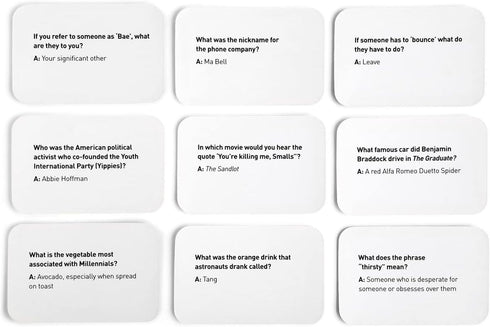 Millennials vs Boomers Trivia Card Game - The Imagineering Company, 200+ Questions to Test Your Generational IQ