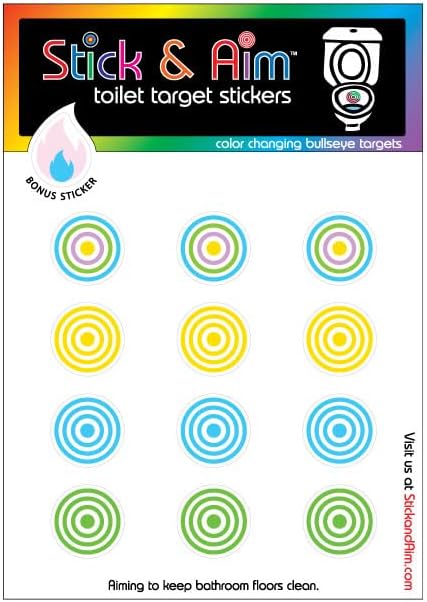 Color Change Bullseye Toilet Target Stickers with Applicator Tool for Potty Training & Toilet Training. Color Changing