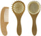 FRCOLOR Wooden Handle Hair Brush and Comb Set with Soft Wool Bristles