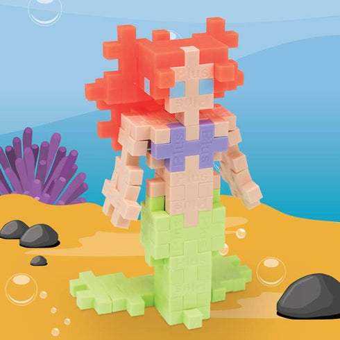 Plus Plus 3D Figure Building Block Set, Mermaid Girl Mini Maker Tube, Fun STEM Toys for Kids, 70 Interlocking Pieces