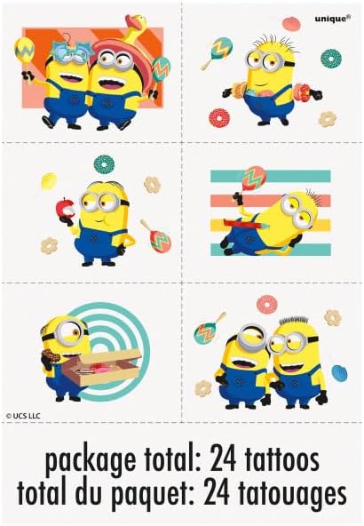 Unique Despicable Me Birthday Party Supplies Favor Bundle, Includes 8 Loot Bags, 8 Paper Goggles, 24 Tattoos