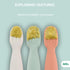 BEABA Set of 2 Silicone Pre-Spoons for Babies 4-8 Months, Ultra-Soft Silicone Spoons for Self Feeding, Sage/Grey