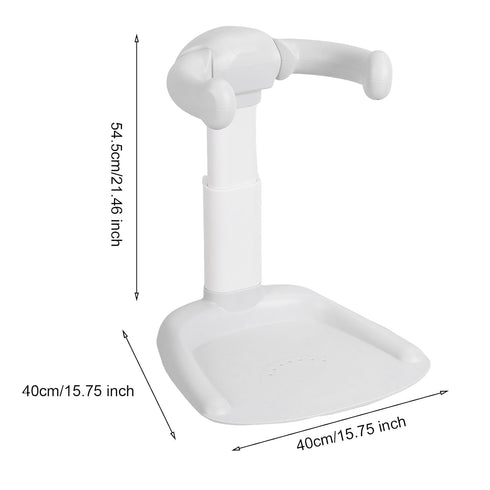 Foldable Baby Shower Stand with Safety Handles, Adjustable Height Infant Bath Seat, Removable Shower Head Holder