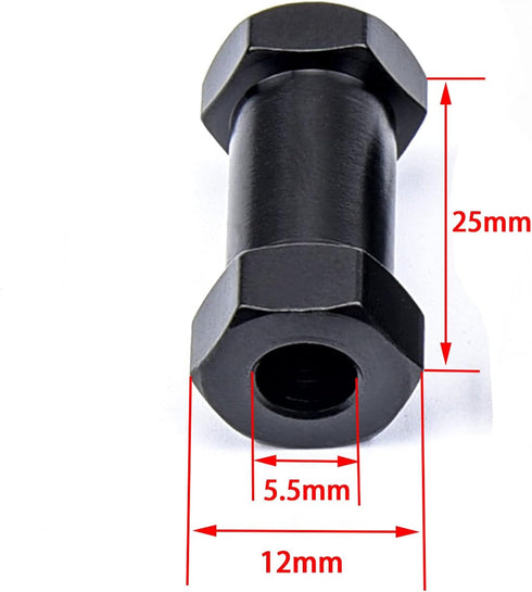 Readytosky 12mm Wheel Hub Hex Spacer, 25mm Offset Extension Drive Adapter for 1/10 Traxxas Rustler