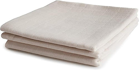 100% 23.5" 23.5" 3-Pack mushie Muslin Baby Cloths | Organic Cotton | x (Fog)