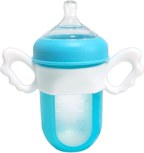 JXMYJR 4Pack Bottle Handles Compatible with Boon Nursh Reusable Silicone Pouch Bottles, Cute Wing Design, Silicone
