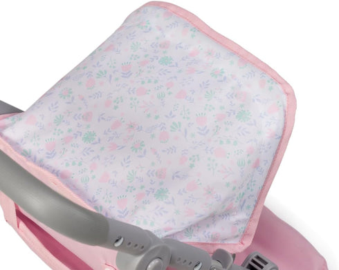 18" 3+ JC Toys - Berenguer Boutique | Fashionable Stroller with Canopy and Storage | Simple Folding |Pink Floral