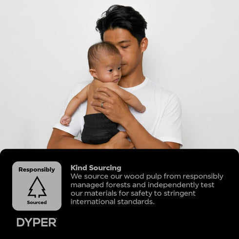 3, 50, Count) DYPER Charcoal Enhanced Diapers | Baby Diapers from Plant-Based* & Honest Materials | Day & Overnight