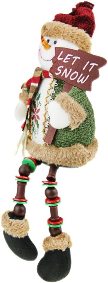 Greenery Christmas Snowman Plush Stuffed Toy - Standing Collectible Figurines for Indoor Table Display and Party